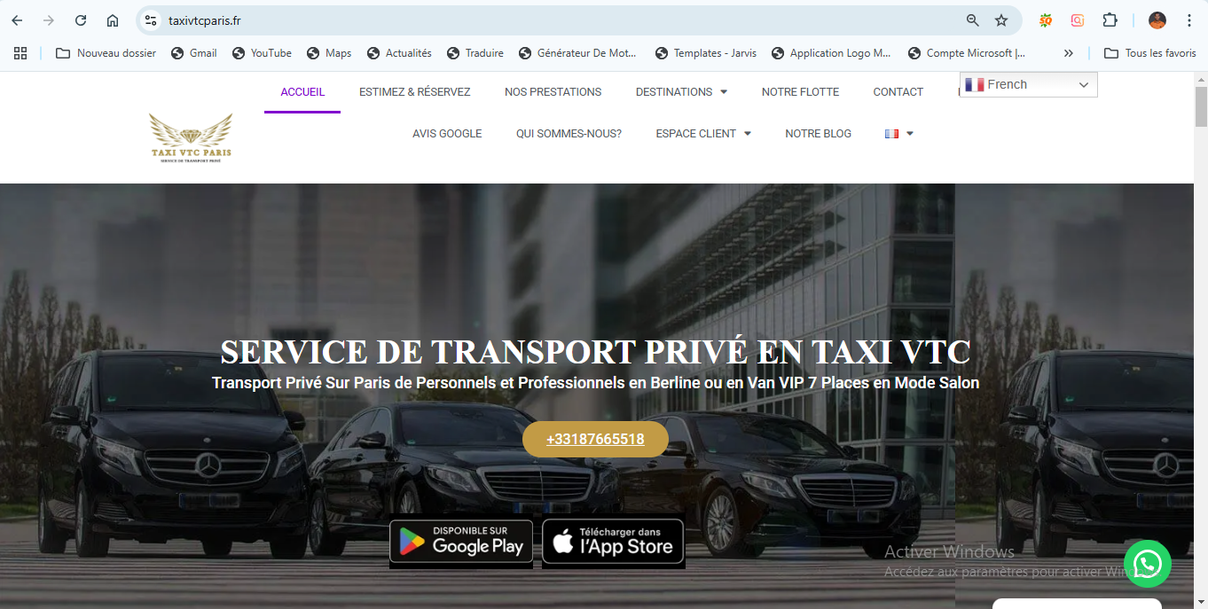 création de site web taxi vtc paris